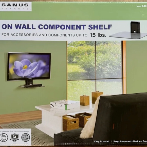 Sanus Other - Wall Component  AV Accents TV Mounted Glass Shelf